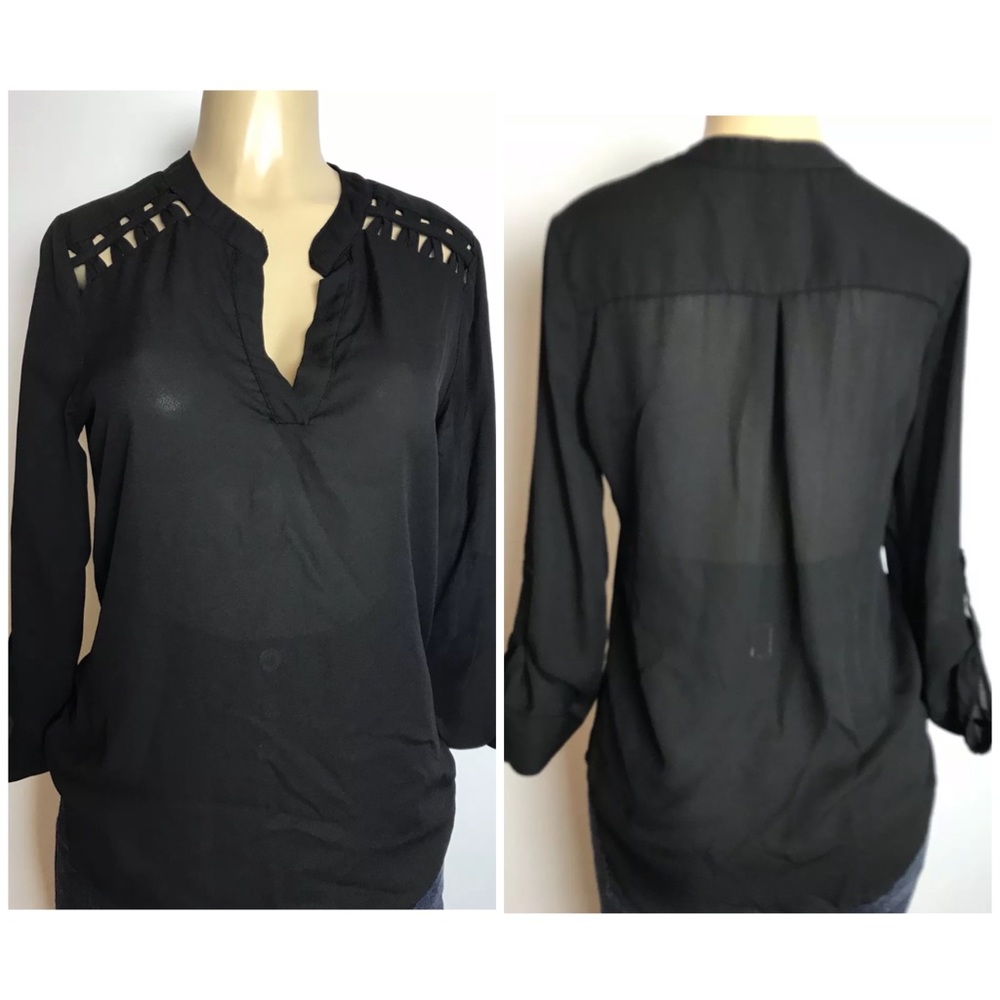 Nella Fantasia Blouse Tunic Sheer Black Size M